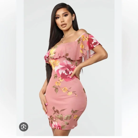 slim fit dress slacks Nova Dress in Blurred Floral Magenta